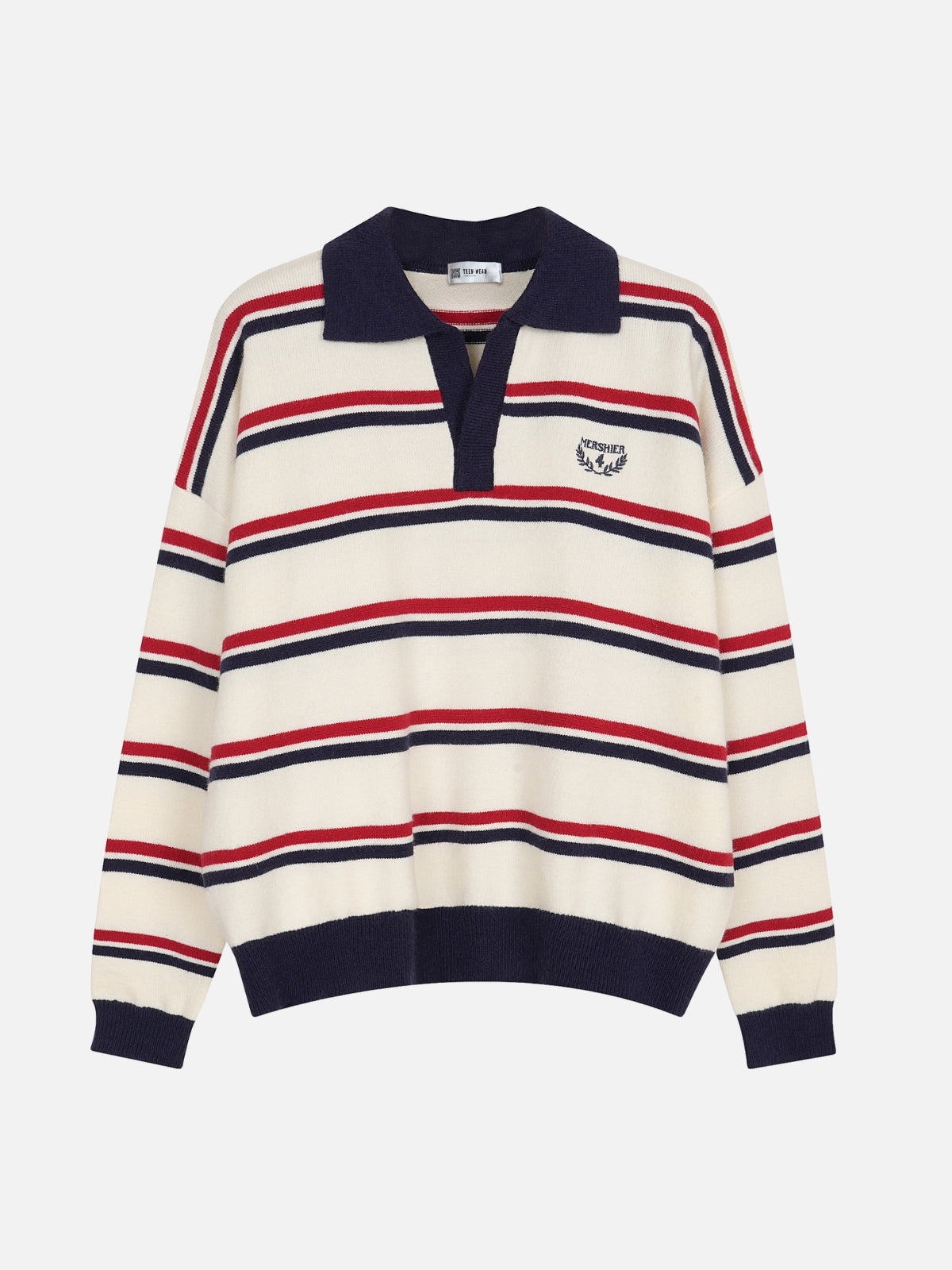 STRIPY - Oversized Embroidered Polo Shirt