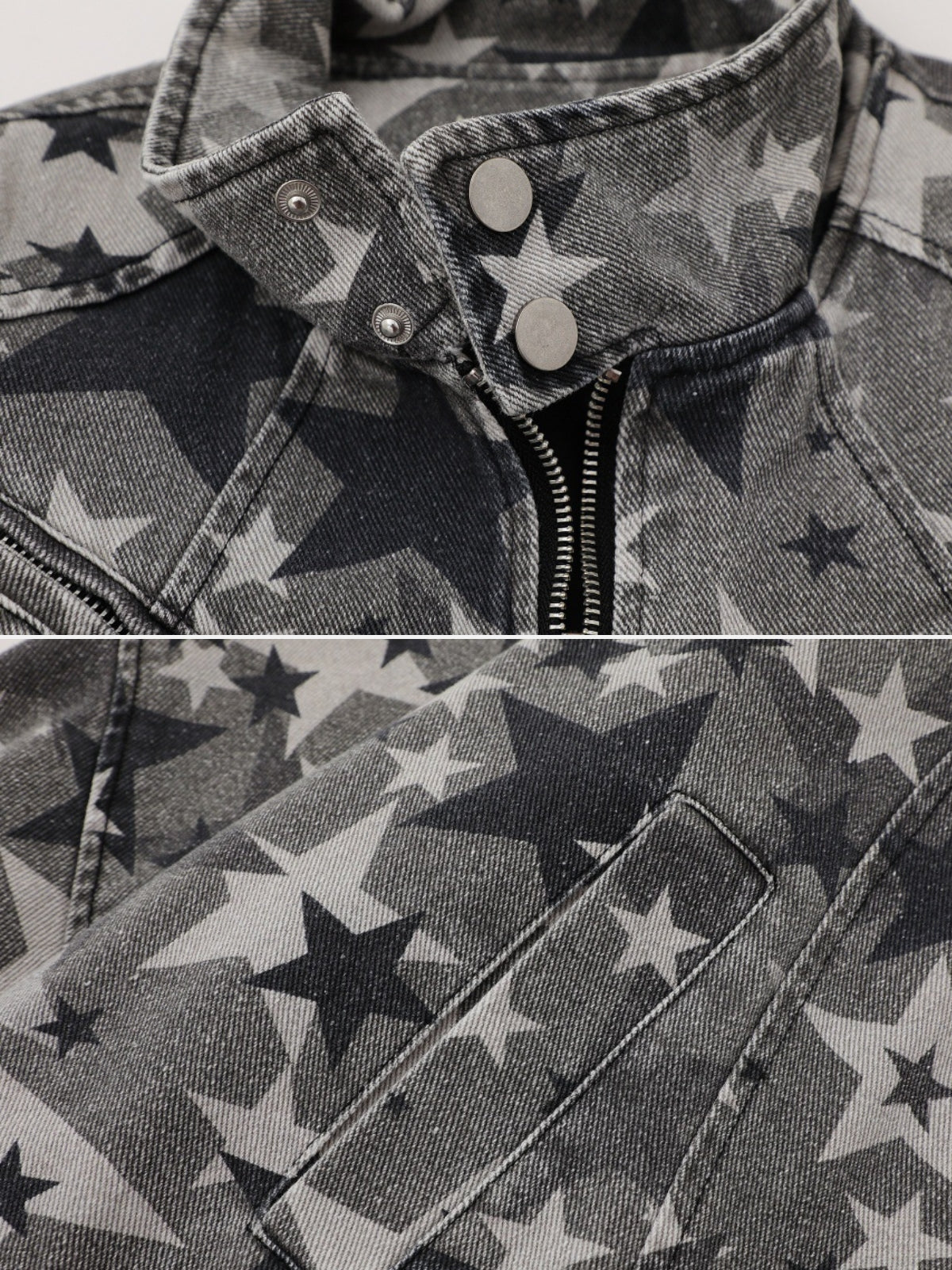 ASTERO - Denim Oversized Print Jacket