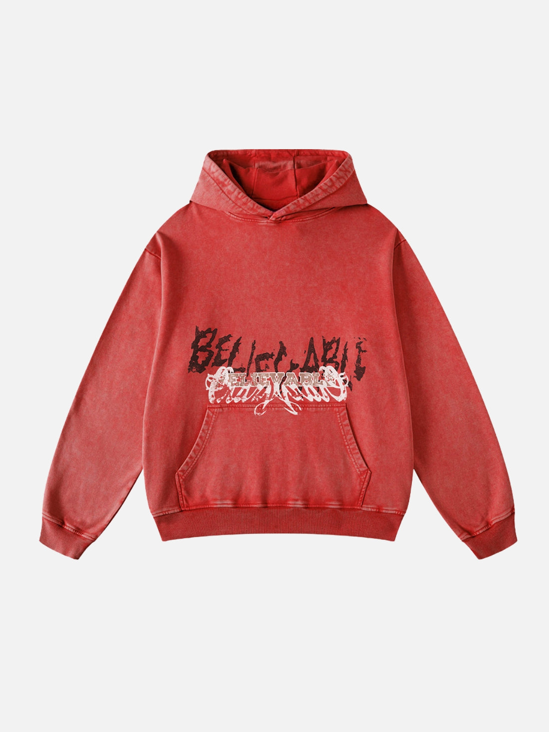 BELIEBE - Oversized Print Hoodie Red | TEENWEAR.EU