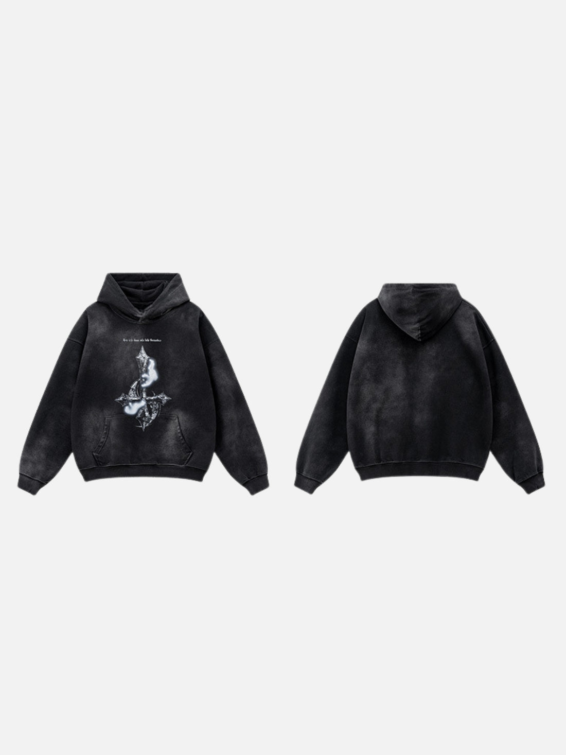 THEMSELVES - Oversized Print Hoodie Washed Black | TEENWEAR.EU