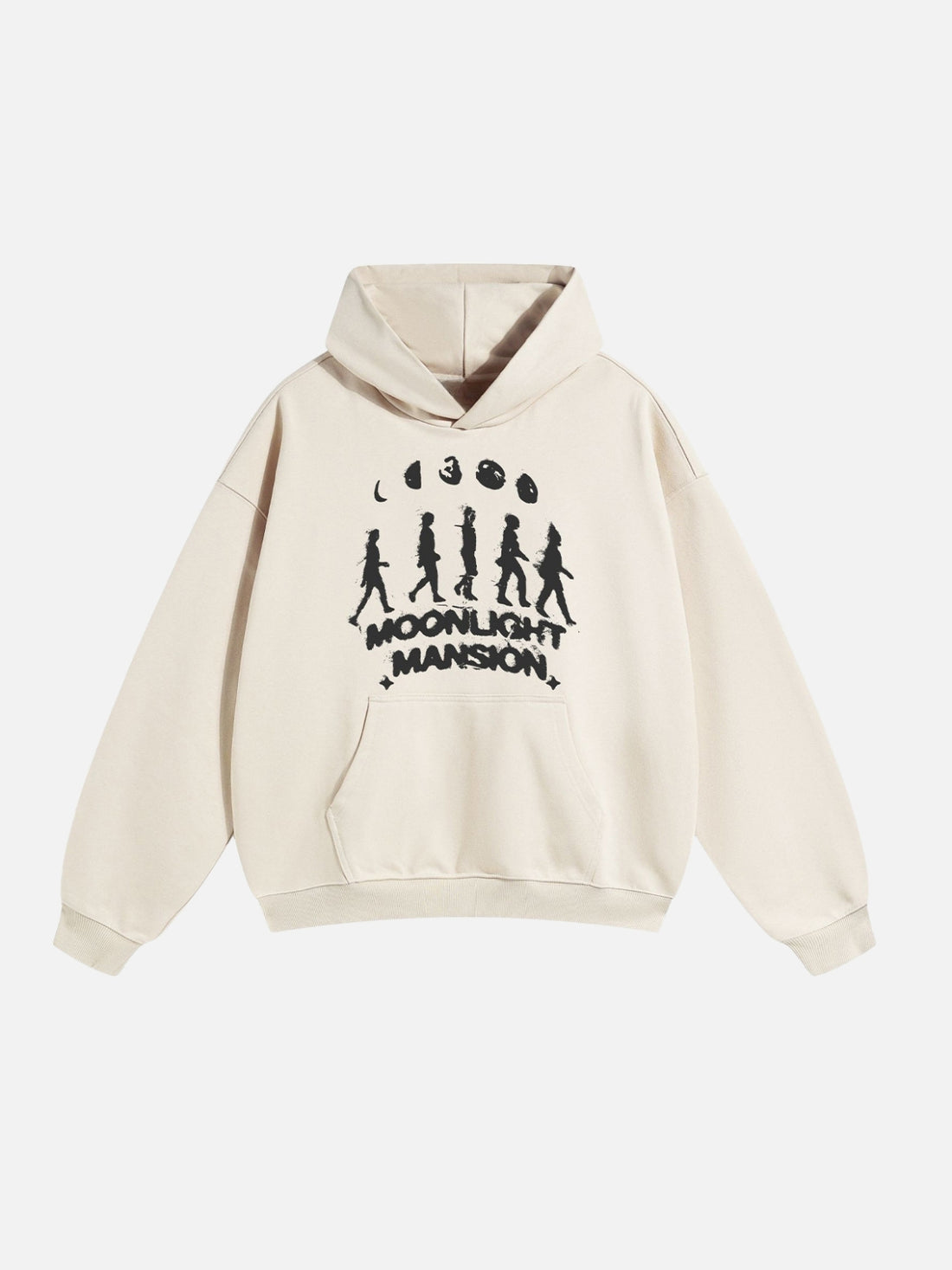 MOONLIGHT - Oversized Print Hoodie Beige | TEENWEAR.EU