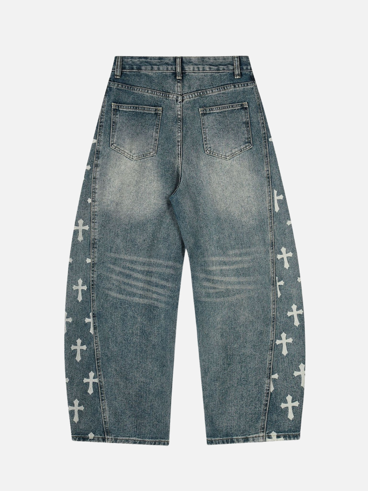 SAINTRY – Baggy Graphic Cross Print Jeans