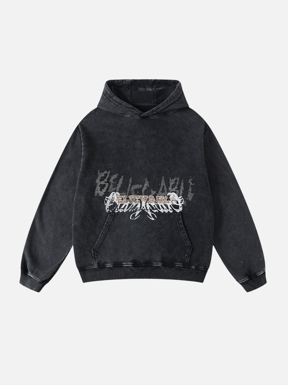 BELIEBE - Oversized Print Hoodie Black | Teenwear.eu