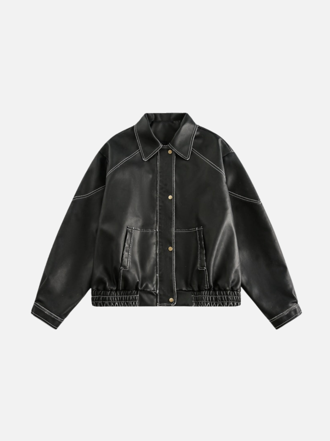 GLACIO - Leather Basic Jacket Black | TEENWEAR.EU