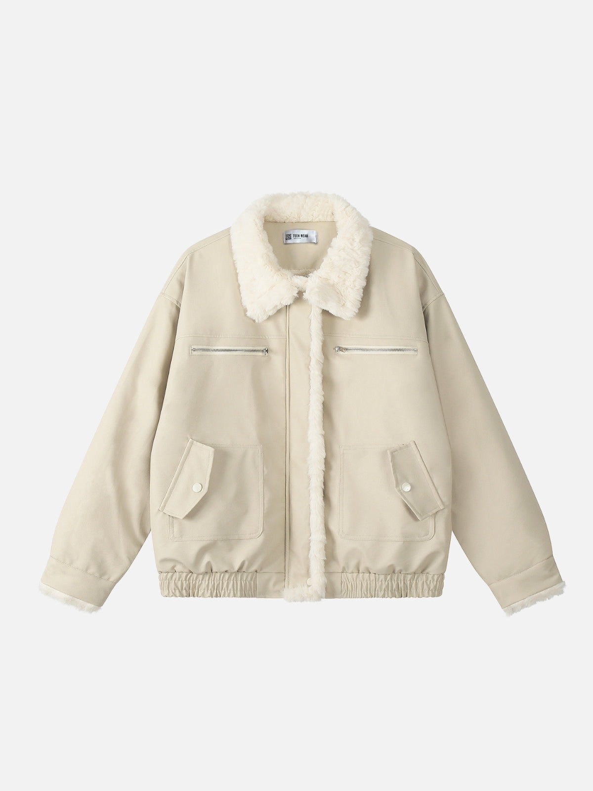 SHEEP - Cropped Basic Casual Jacket Beige | TEENWEAR.EU