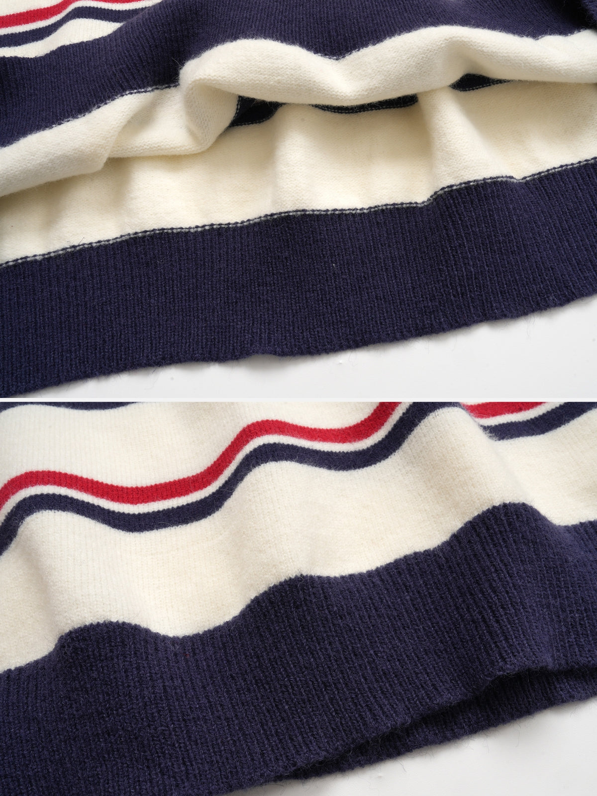 STRIPY - Oversized Embroidered Polo Shirt