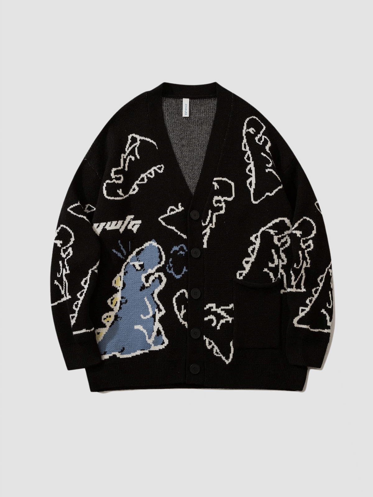 DINO - Oversized Graphic Cardigan Black | TEENWEAR.EU