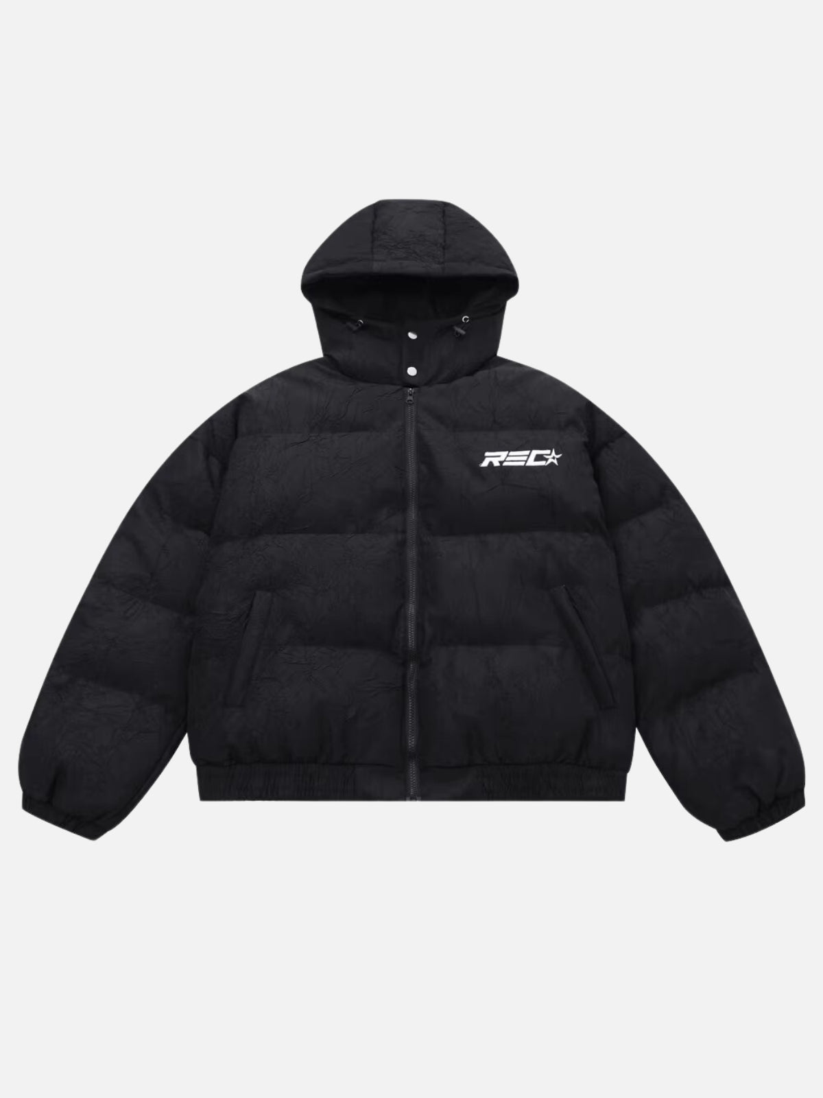 REC - Puffer Embroidered Jacket Black | TEENWEAR.EU