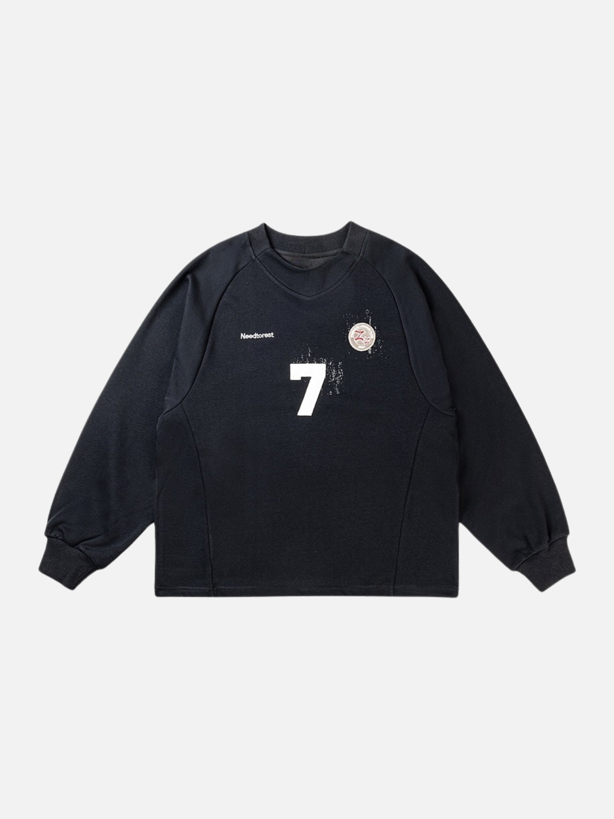 SEVEN - Oversized Embroidered Crewneck Black | TEENWEAR.EU