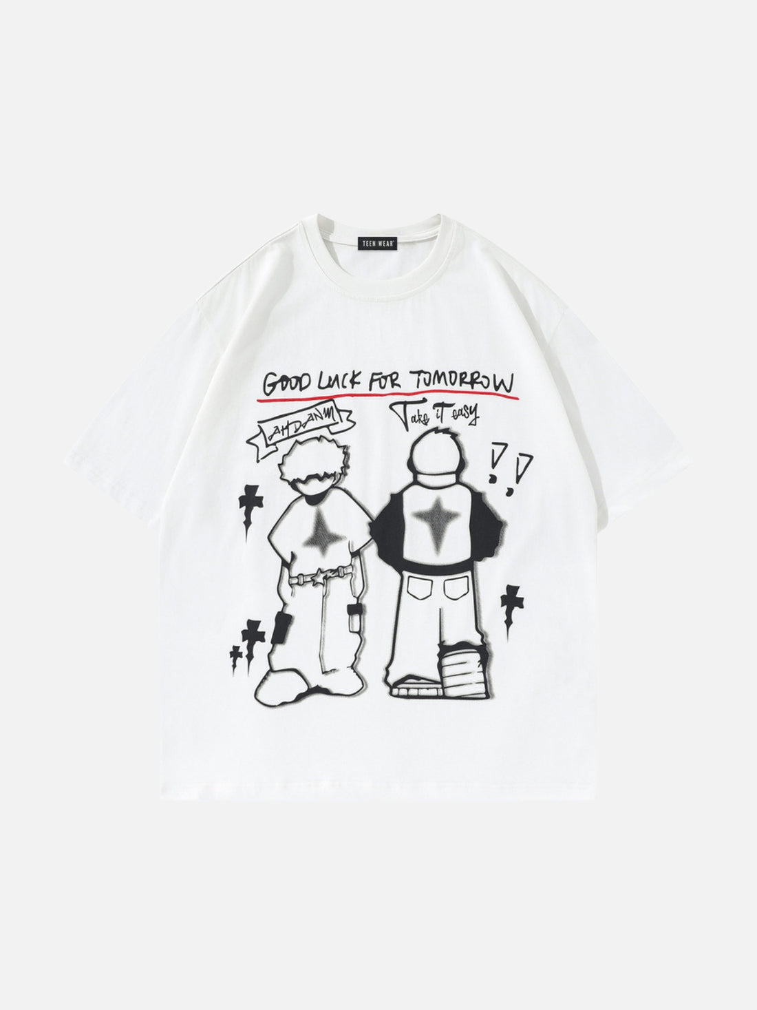 GOOD LUCK - Oversized Print T-Shirt Black | TEENWEAR.EU