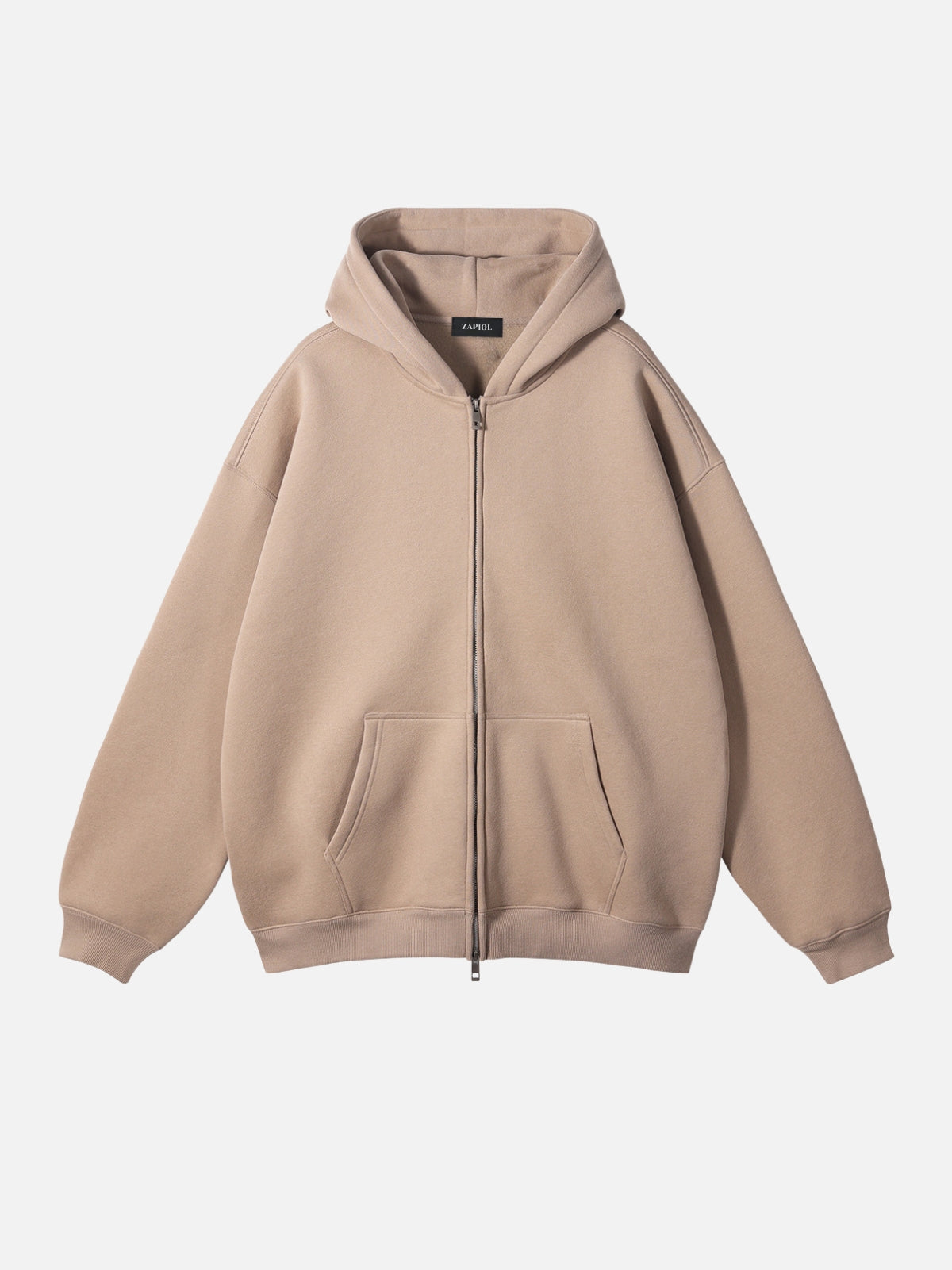 PUNISH - Cropped Basic Zip Up Hoodie Beige | TEENWEAR.EU
