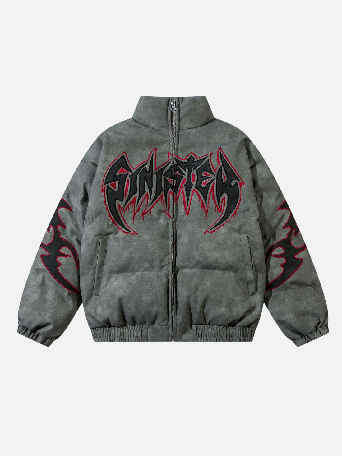 SINISTER - Puffer Embroidered Jacket Grey | TEENWEAR.EU