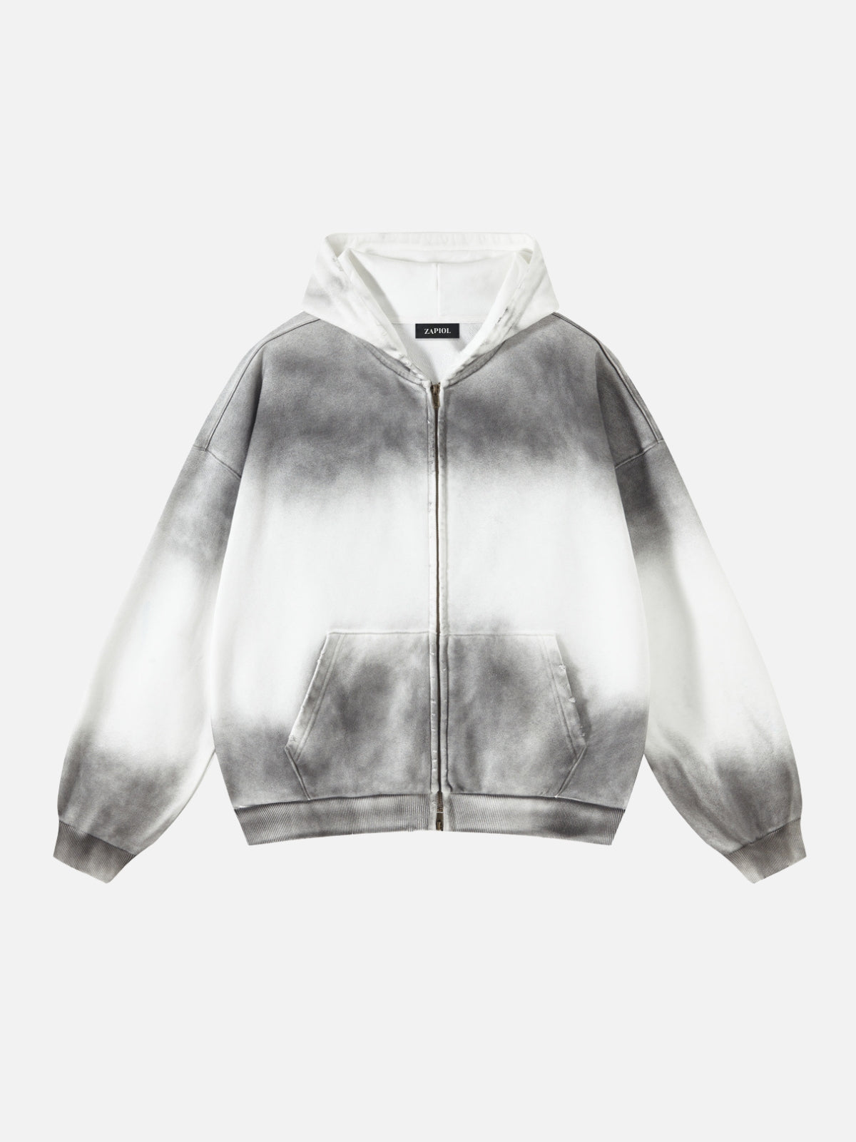 DYED - Cropped Premium Zip Up Hoodie White | TEENWEAR.EU