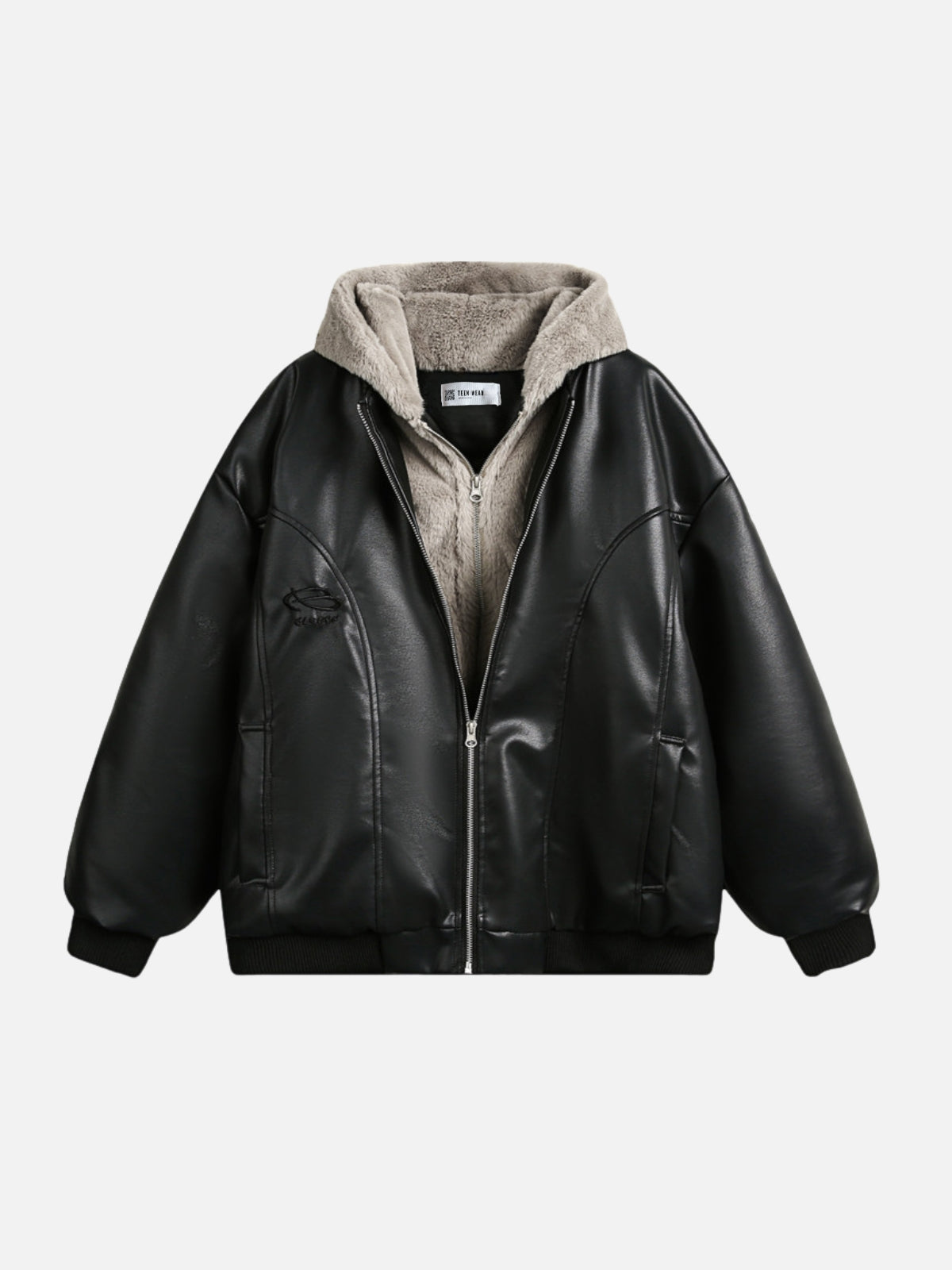DOUBLE LAYERS - Leather Oversized Basic Jacket | TEENWEAR.EU