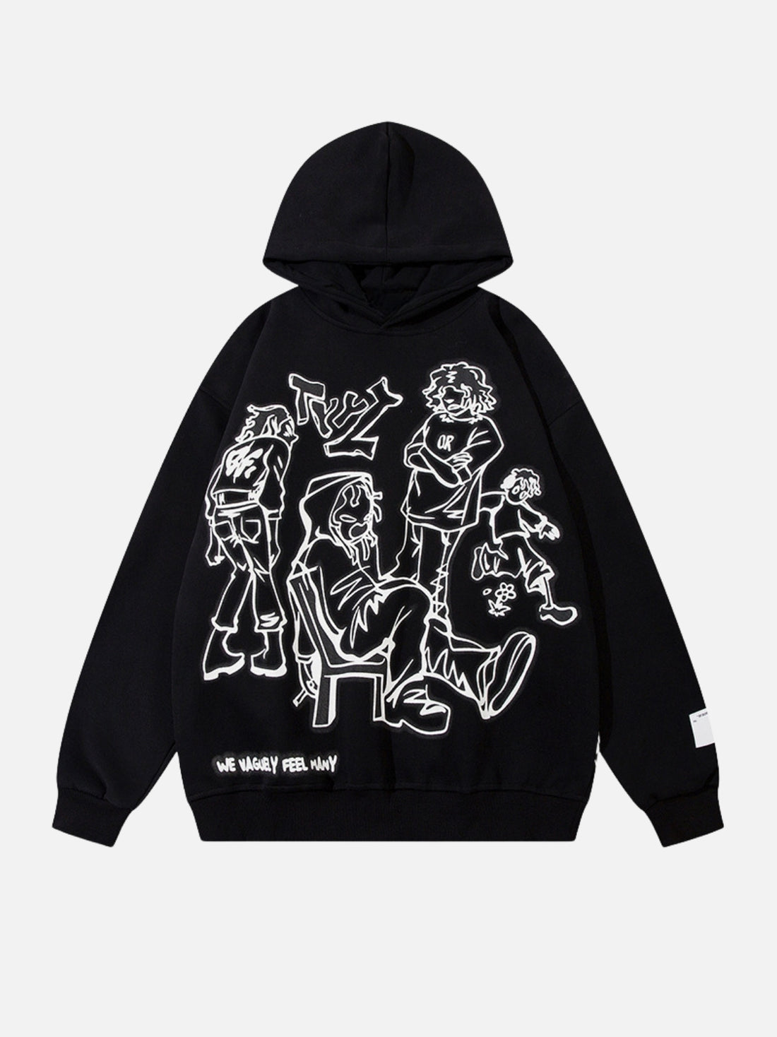 WAGLEY - Oversized Print Hoodie Black | TEENWEAR.EU