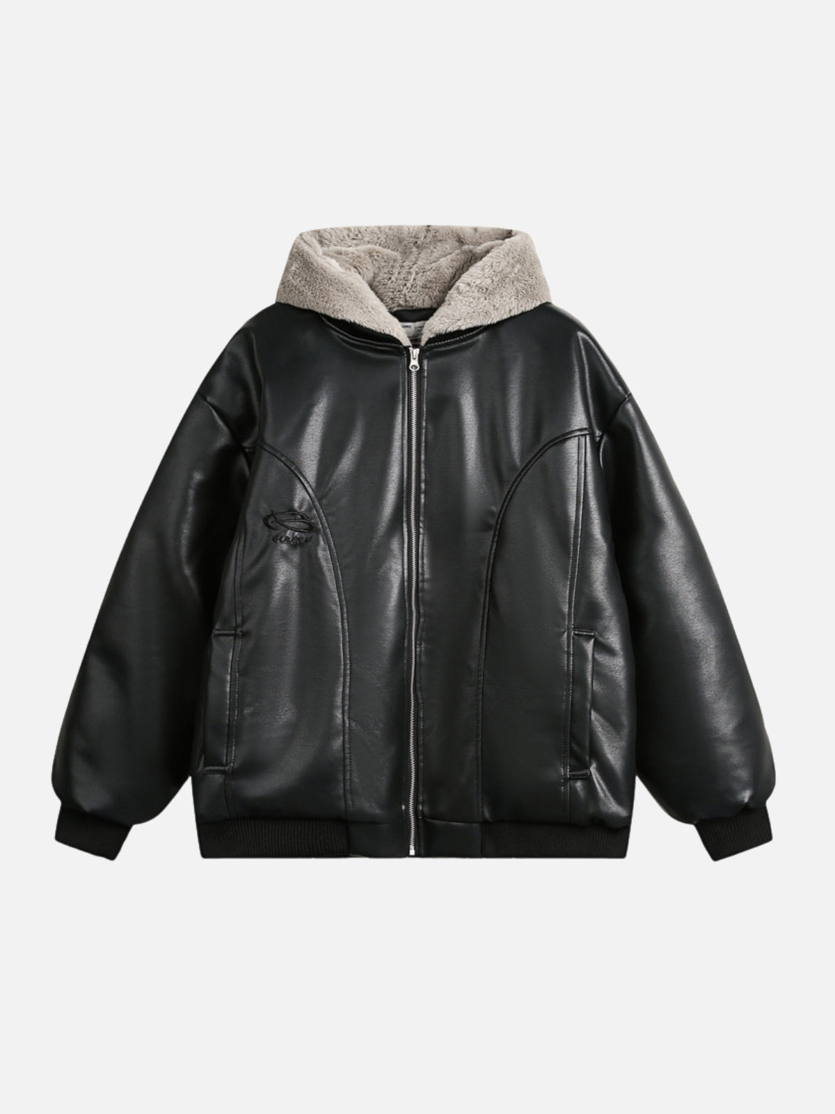 DOUBLE LAYERS - Leather Oversized Basic Jacket Black | TEENWEAR.EU