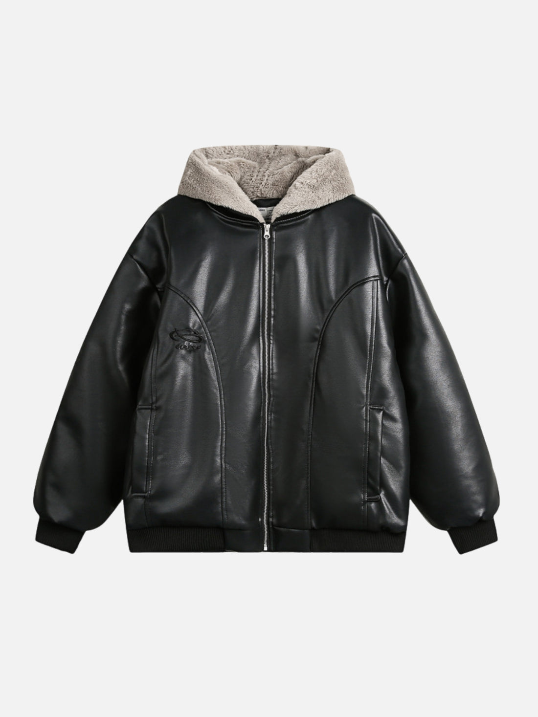 DOUBLE LAYERS - Leather Oversized Basic Jacket | TEENWEAR.EU