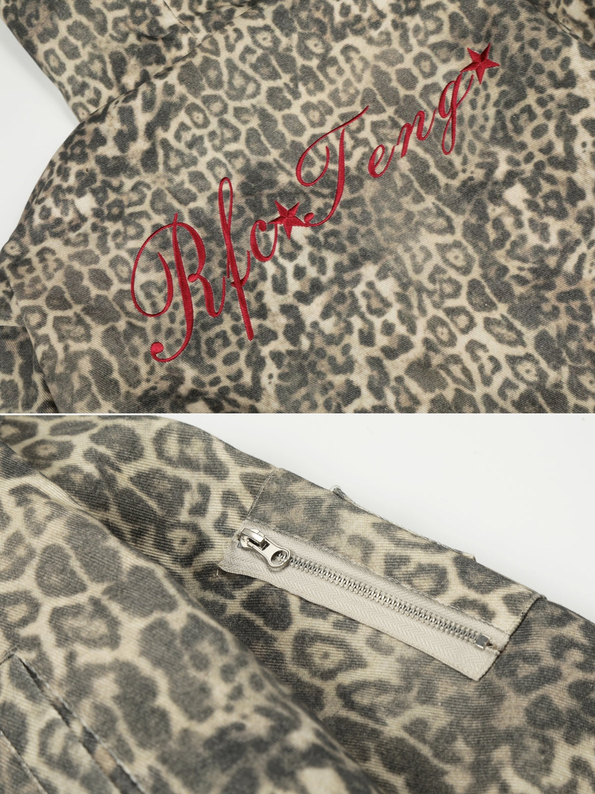 TENGER - Embroidered Leopard Graphic Jacket