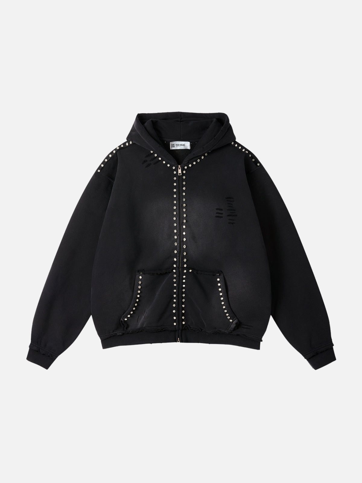 DIAMONDS - Oversized Embroidered Rhine Zip Up Hoodie