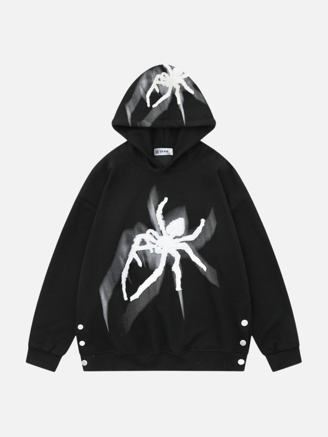 SPIDEROUS - Oversized Embroidered Hoodie Black | TEENWEAR.EU