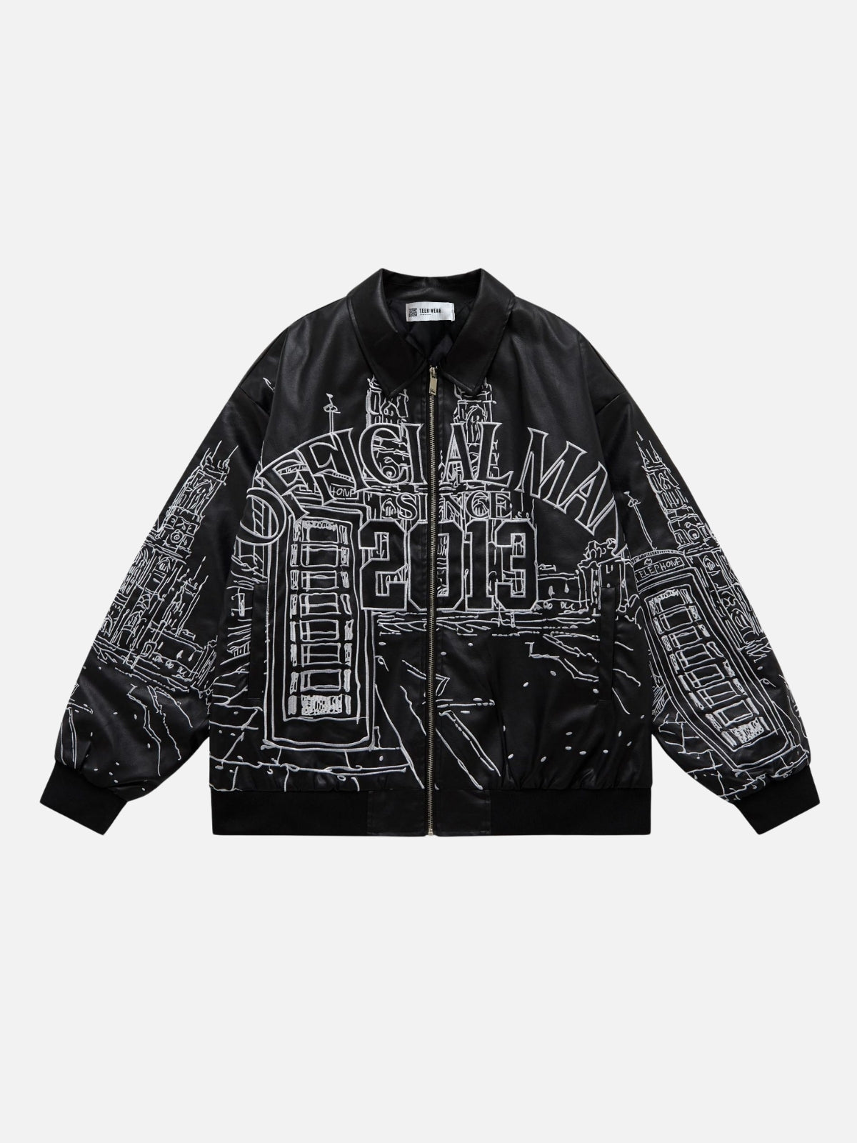 2013 - Embroidered Leather Jacket Black | TEENWEAR.EU