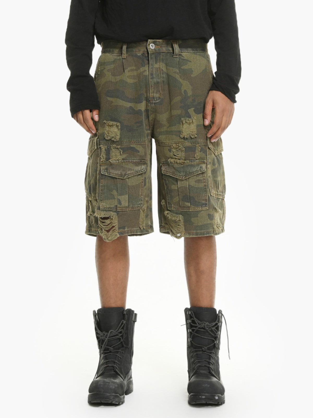 CAMESTRO - Baggy Camo Cargo Basic Shorts