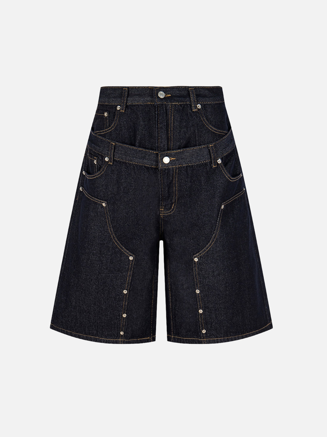 DOUBLETY - Baggy Denim Basic Jorts Dark Blue | Teenwear.eu