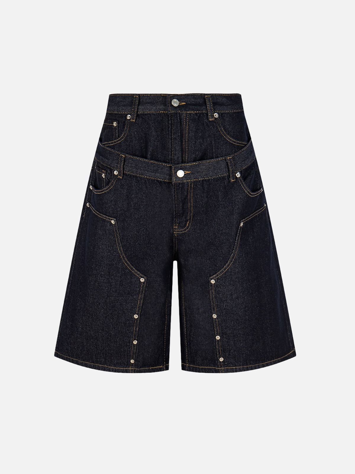 DOUBLETY - Baggy Denim Basic Jorts Dark Blue | Teenwear.eu