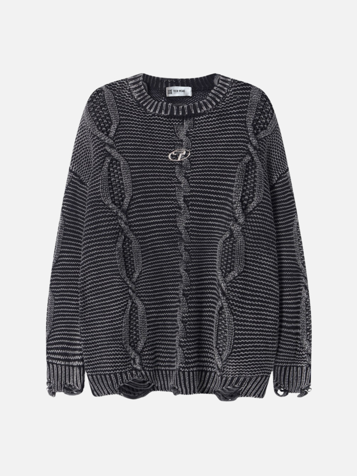 CHAINED - Oversized Embroidered Sweater Black | TEENWEAR.EU