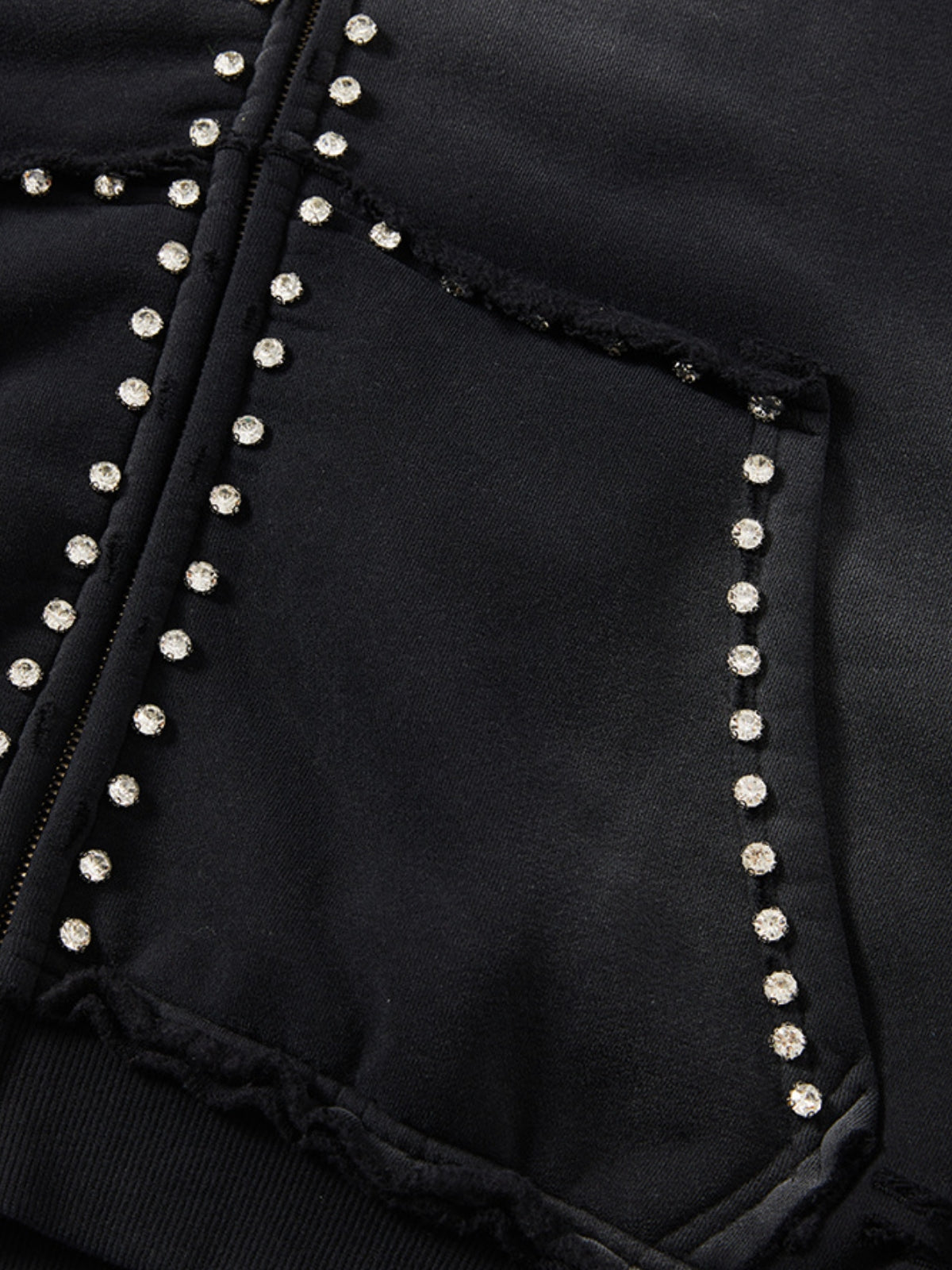DIAMONDS - Oversized Embroidered Rhine Zip Up Hoodie