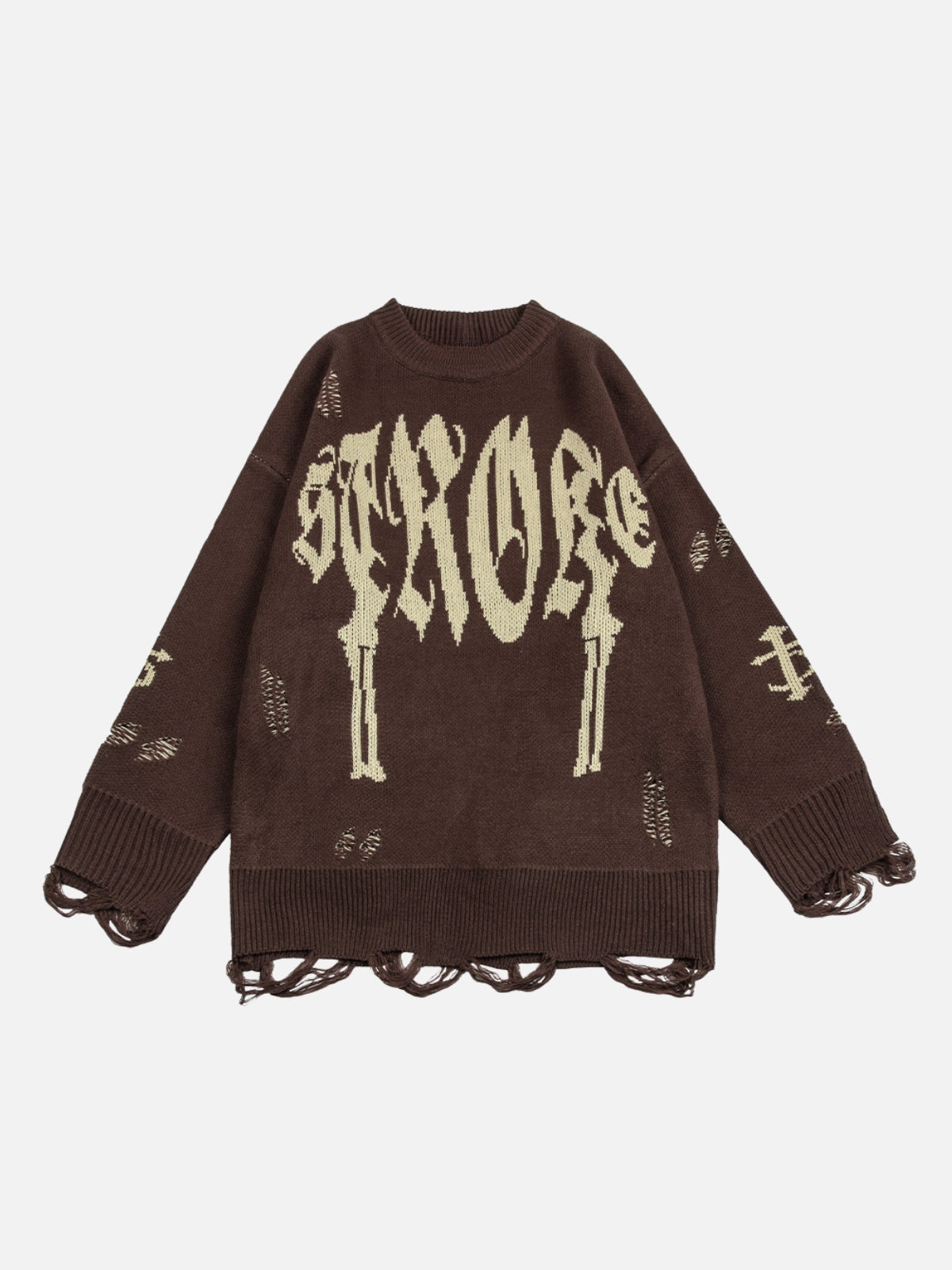 STRONGE - Oversized Graphic Sweater Brown | TEENWEAR.EU