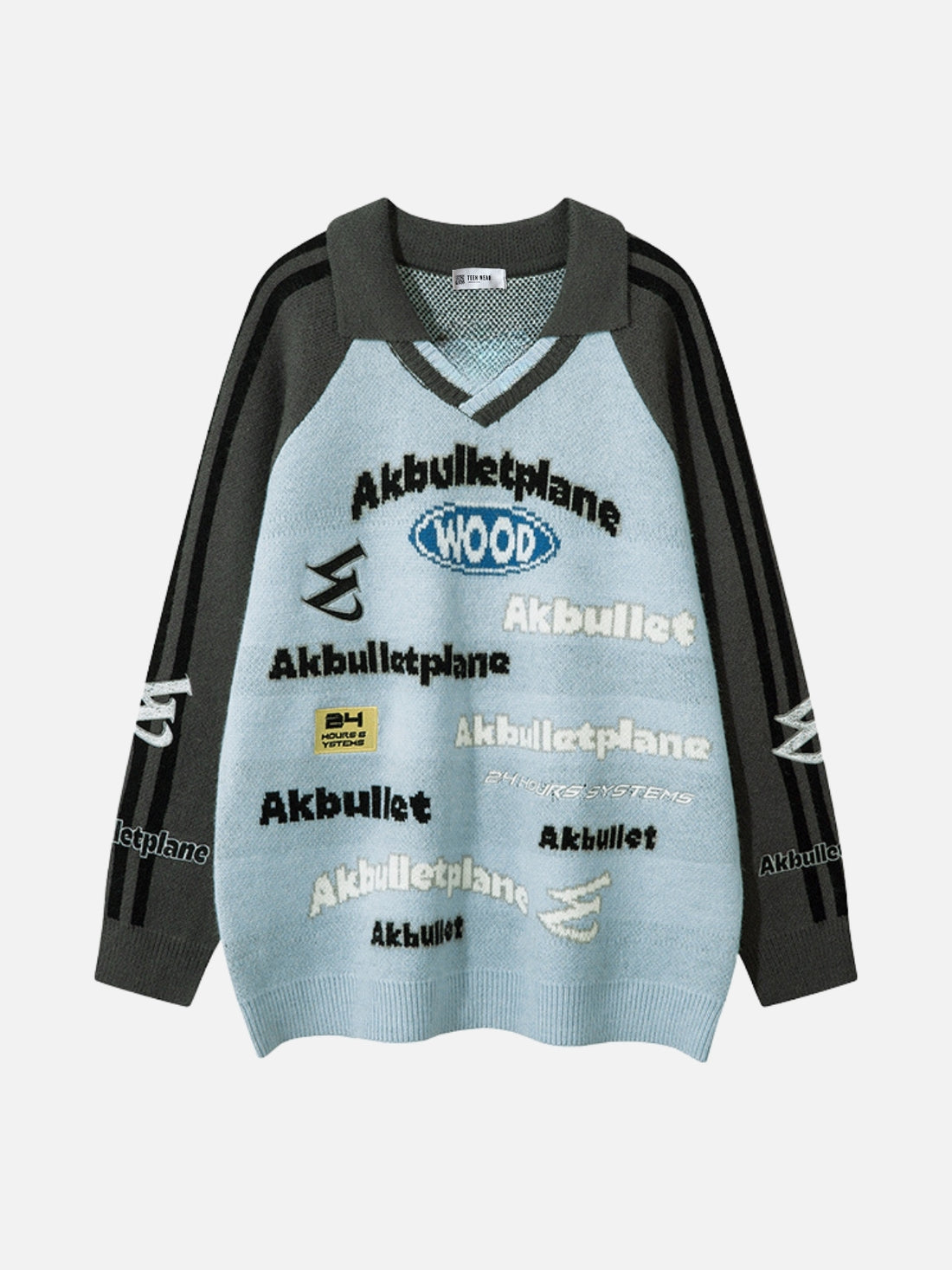 BULLET PLANE - Oversized Graphic Sweater Blue | TEENWEAR.EU