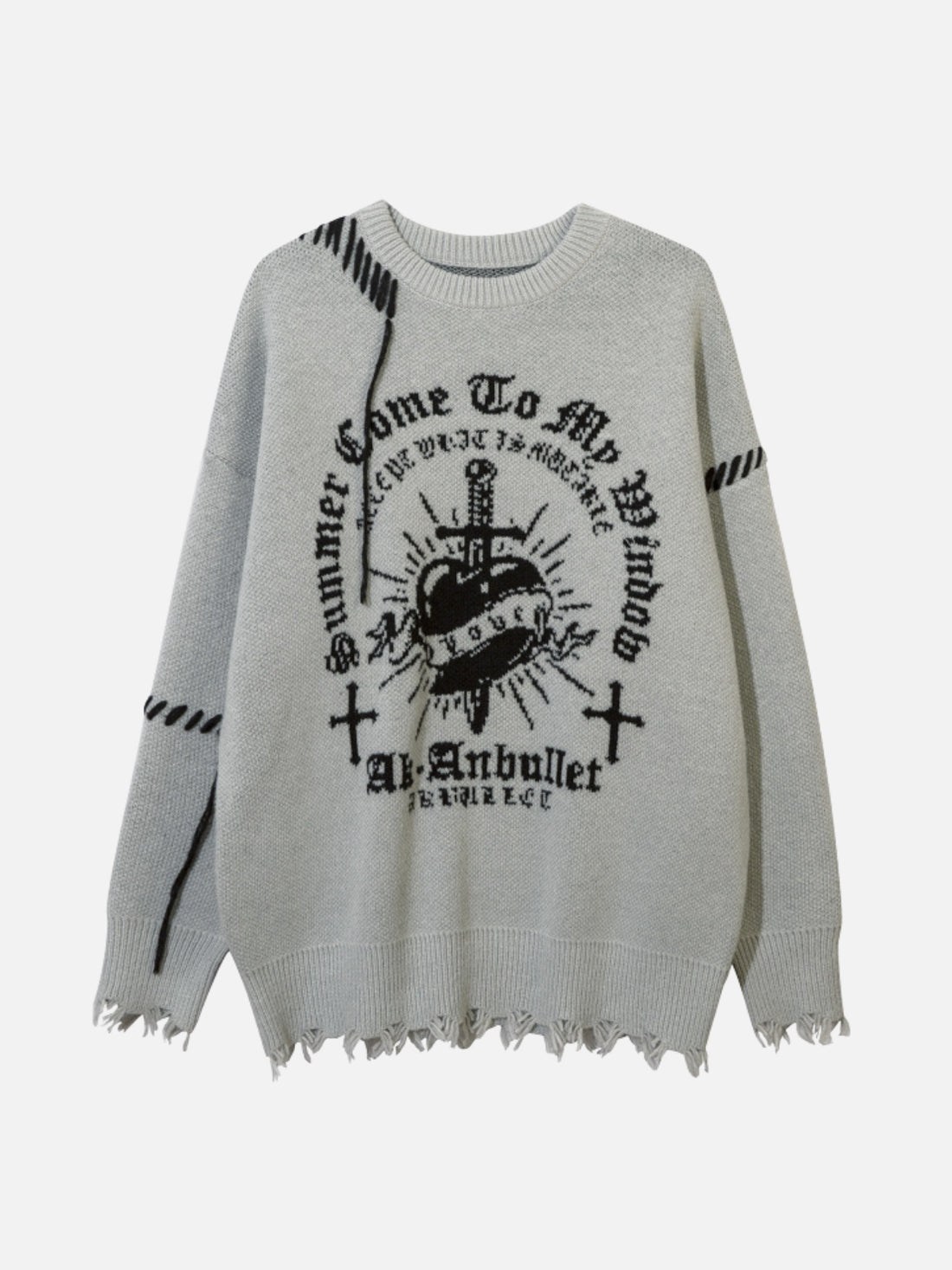 ANBULLET - Oversized Graphic Sweater Grey | TEENWEAR.EU