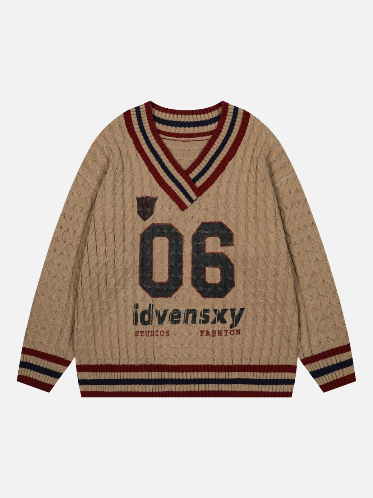 IDVENSXY - Oversized Embroidered Sweater Polo Brown | TEENWEAR.EU