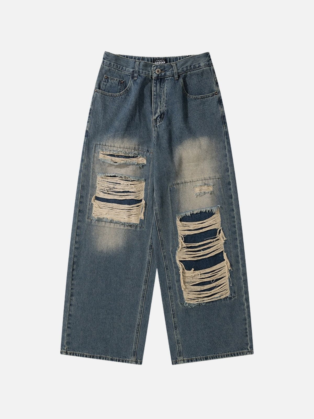 GUZTAVE - Loose Ripped Basic Jeans Blue | TEENWEAR.EU