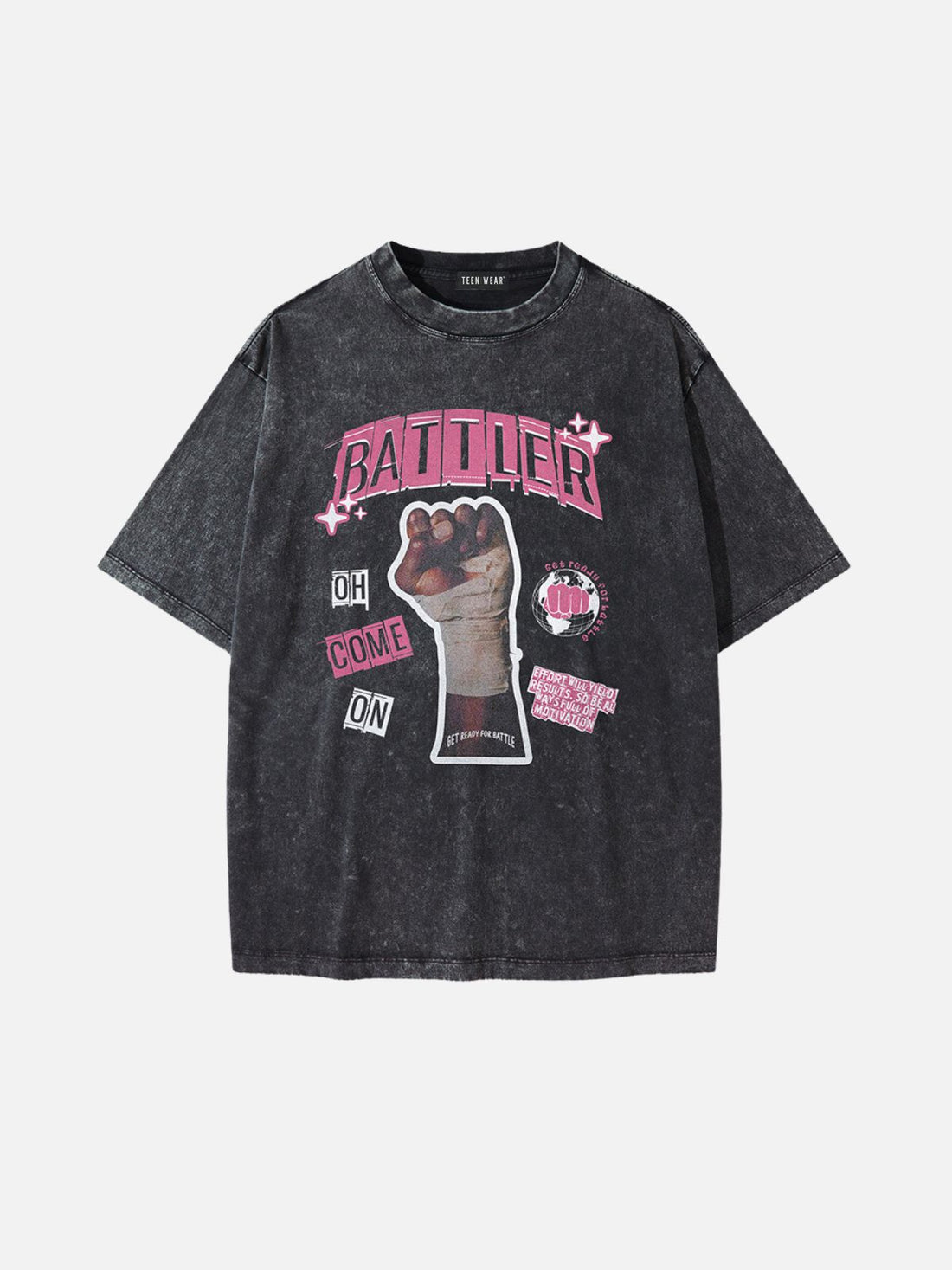 BATTLER - Oversized Print T-Shirt Grey | TEENWEAR.EU