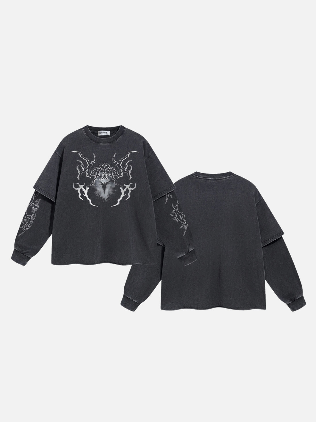 WINGLETS - Oversized Print Long Sleeved T-Shirt Washed Black | TEENWEAR.EU