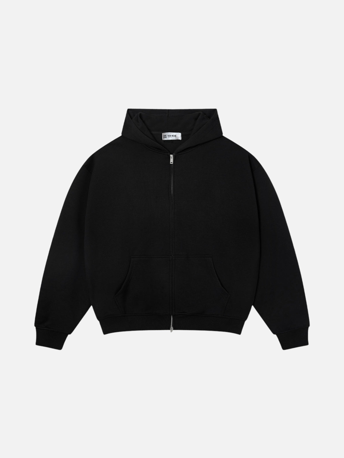 BASICALO - Oversized Cropped Basic Zip Up Hoodie Black | Teenwear.eu