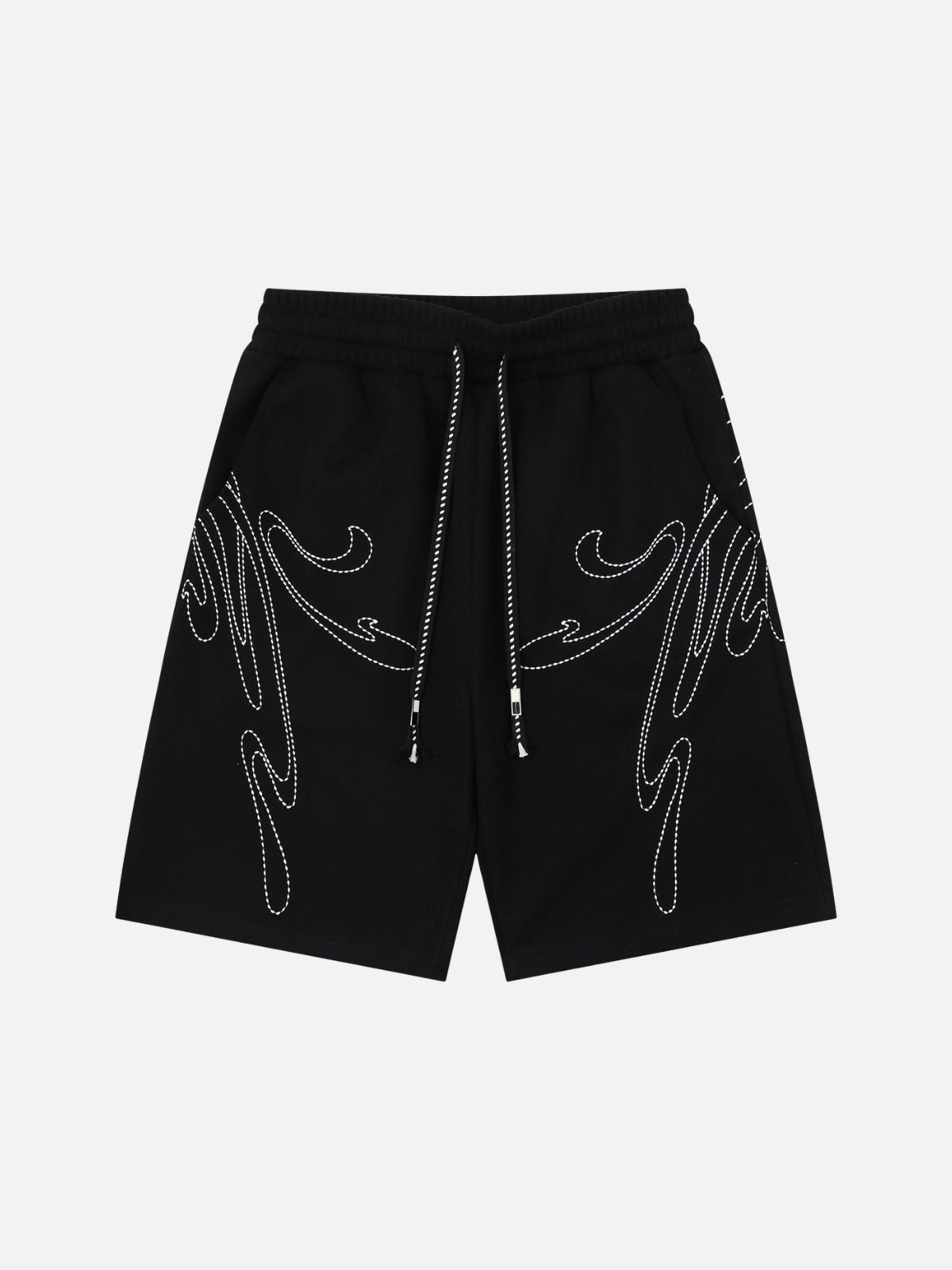 WINGLY - Baggy Cotton Graphic Shorts Black | Teenwear.eu