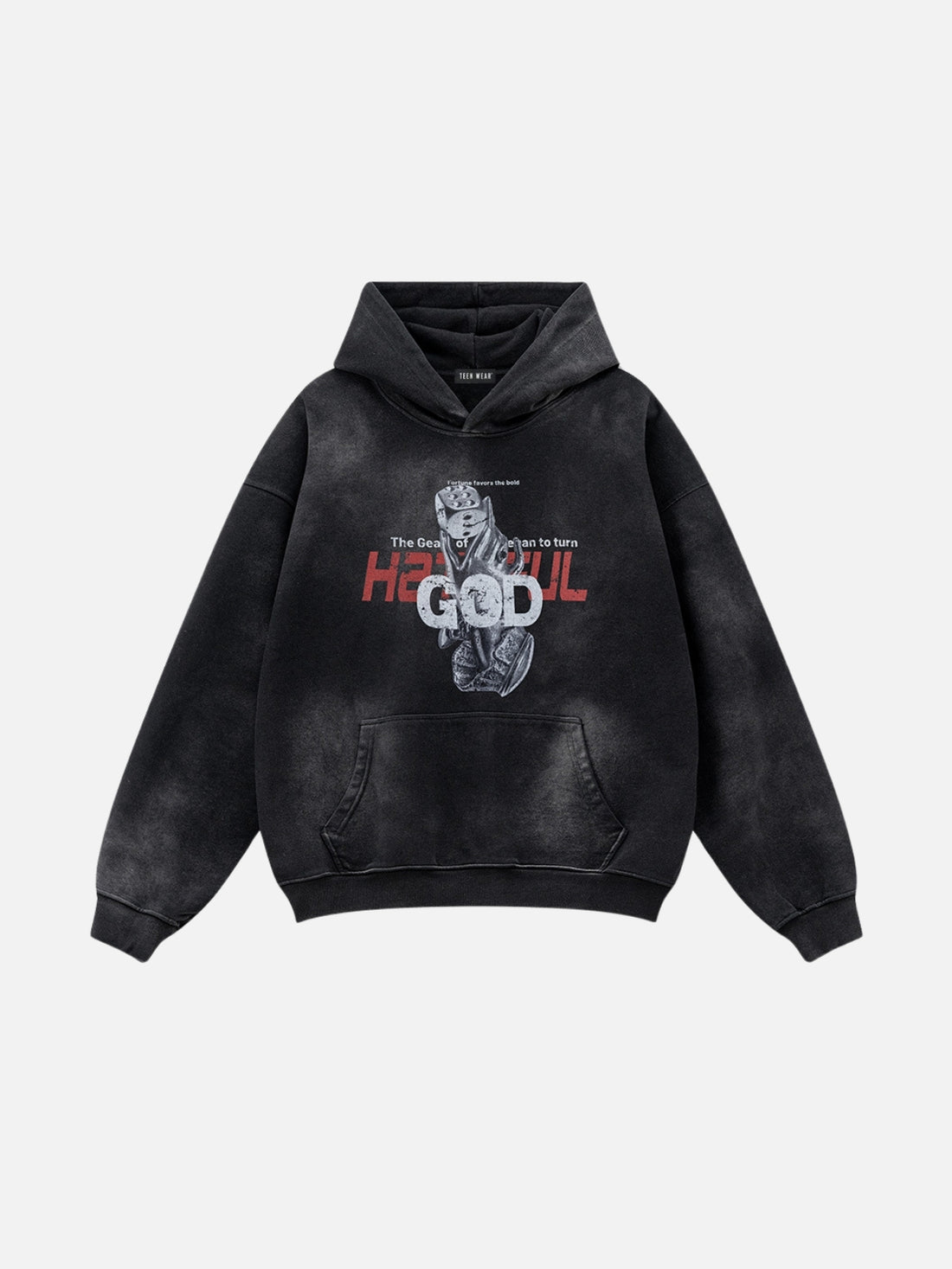 HATEFUL - Oversized Graphic Hoodie Washed Black | TEENWEAR.EU