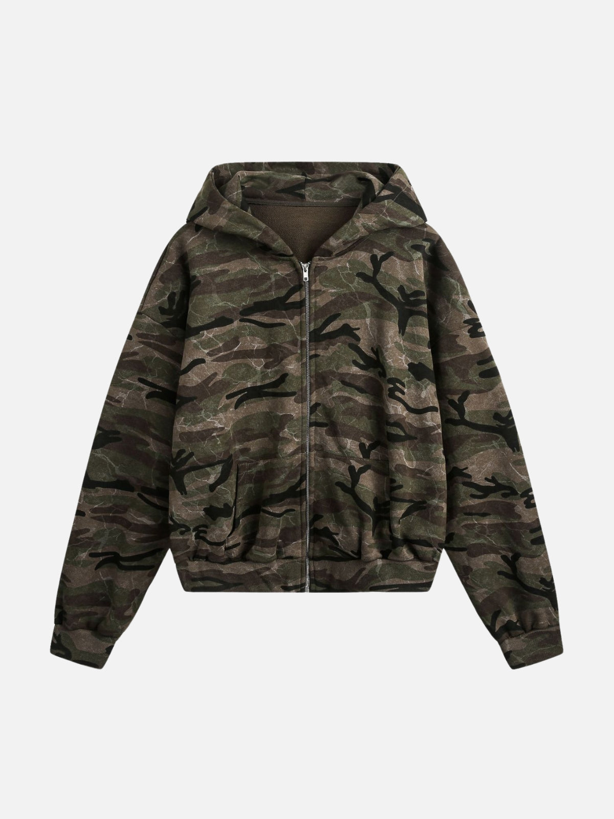 CAMMOS - Cropped Basic Zip Up Hoodie Camo | TEENWEAR.EU