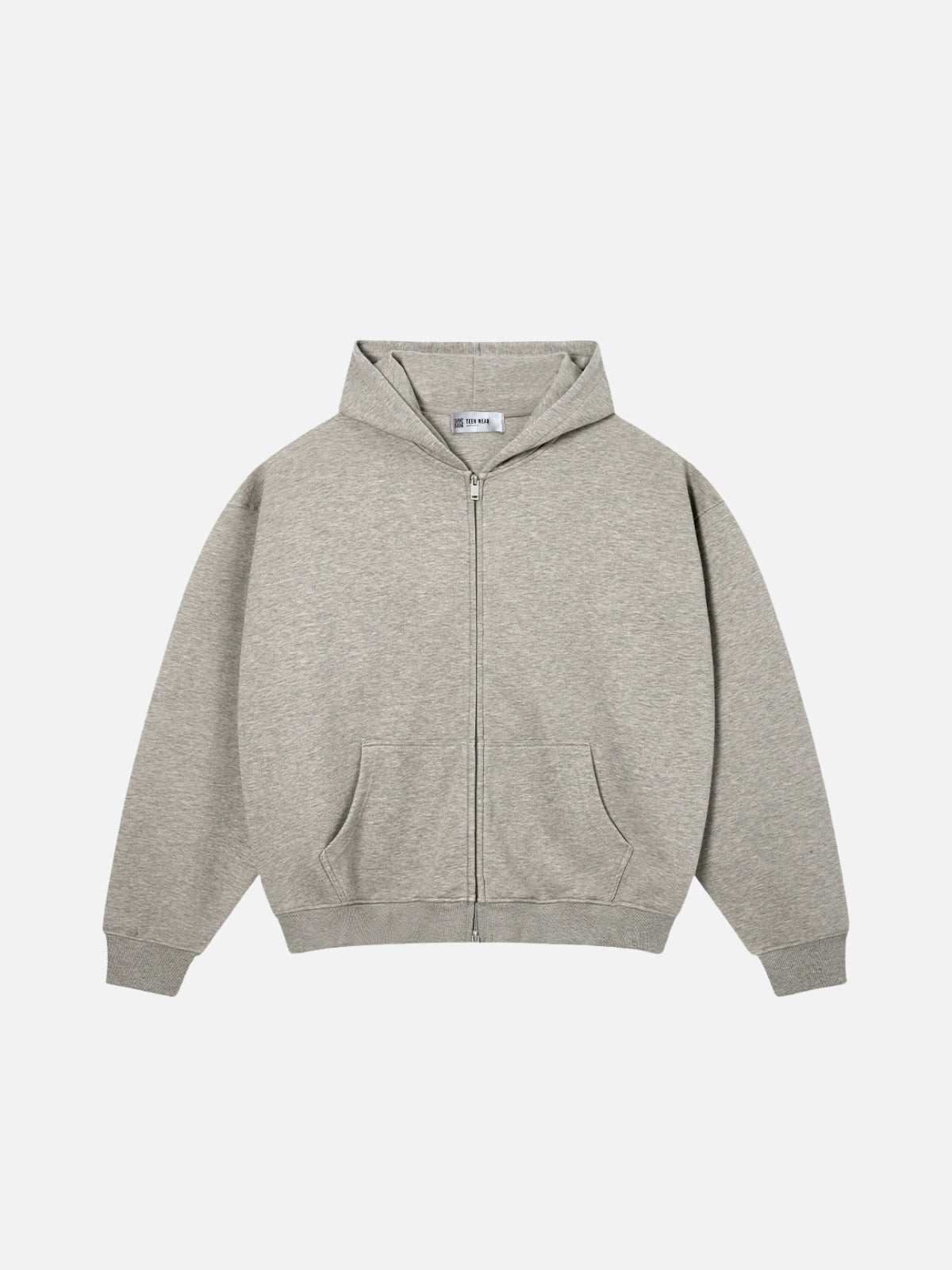 BASICALO - Oversized Cropped Basic Zip Up Hoodie
