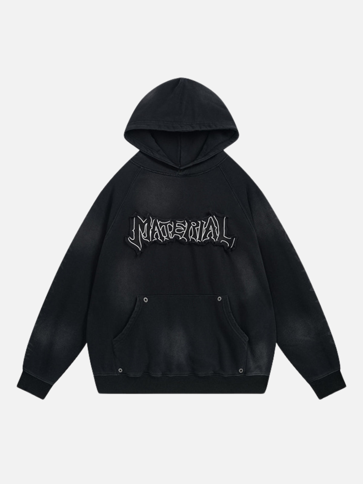 MATERIAL - Oversized Embroidered Hoodie Black | TEENWEAR.EU
