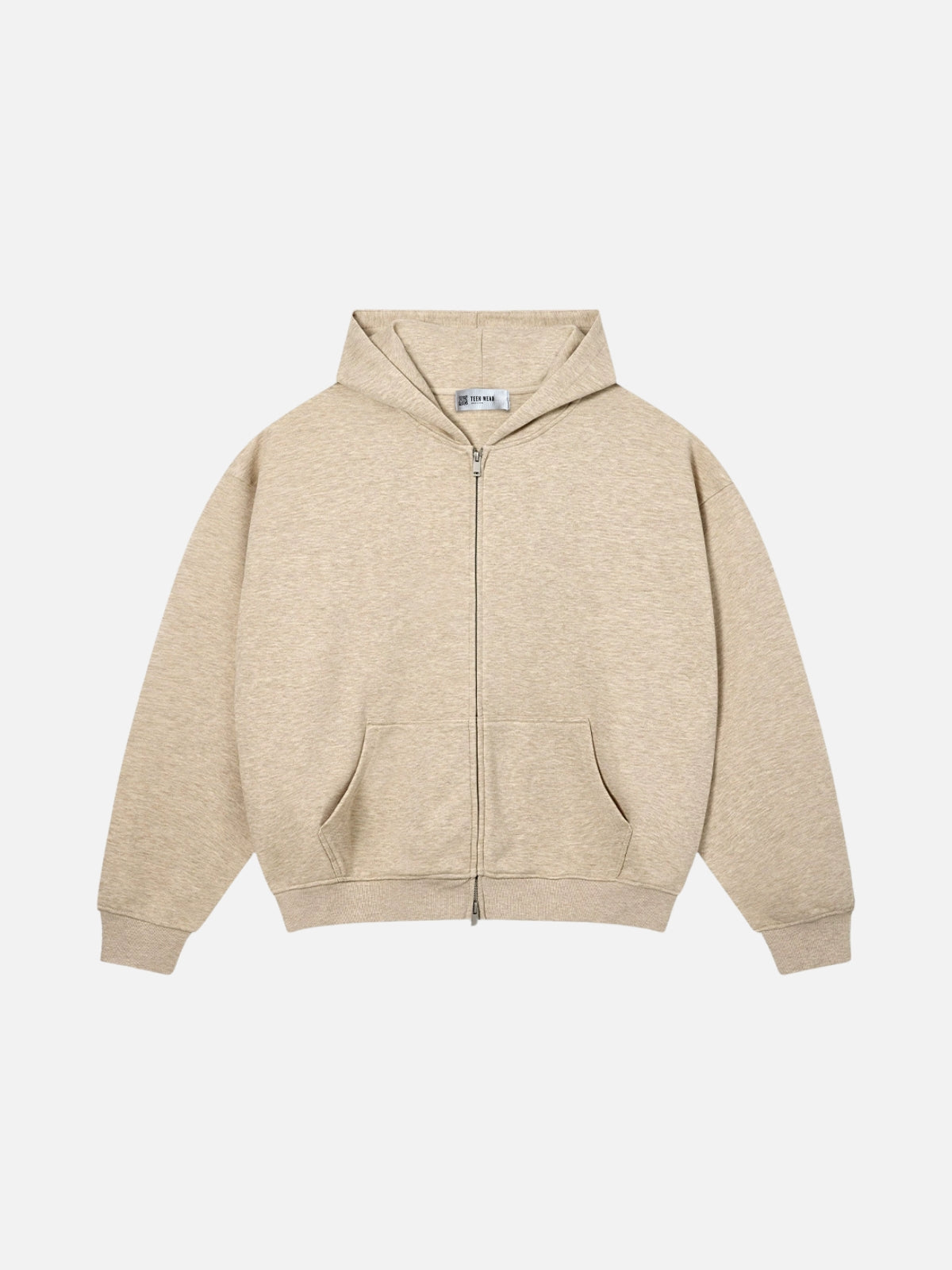 BASICALO - Oversized Cropped Basic Zip Up Hoodie Beige | Teenwear.eu