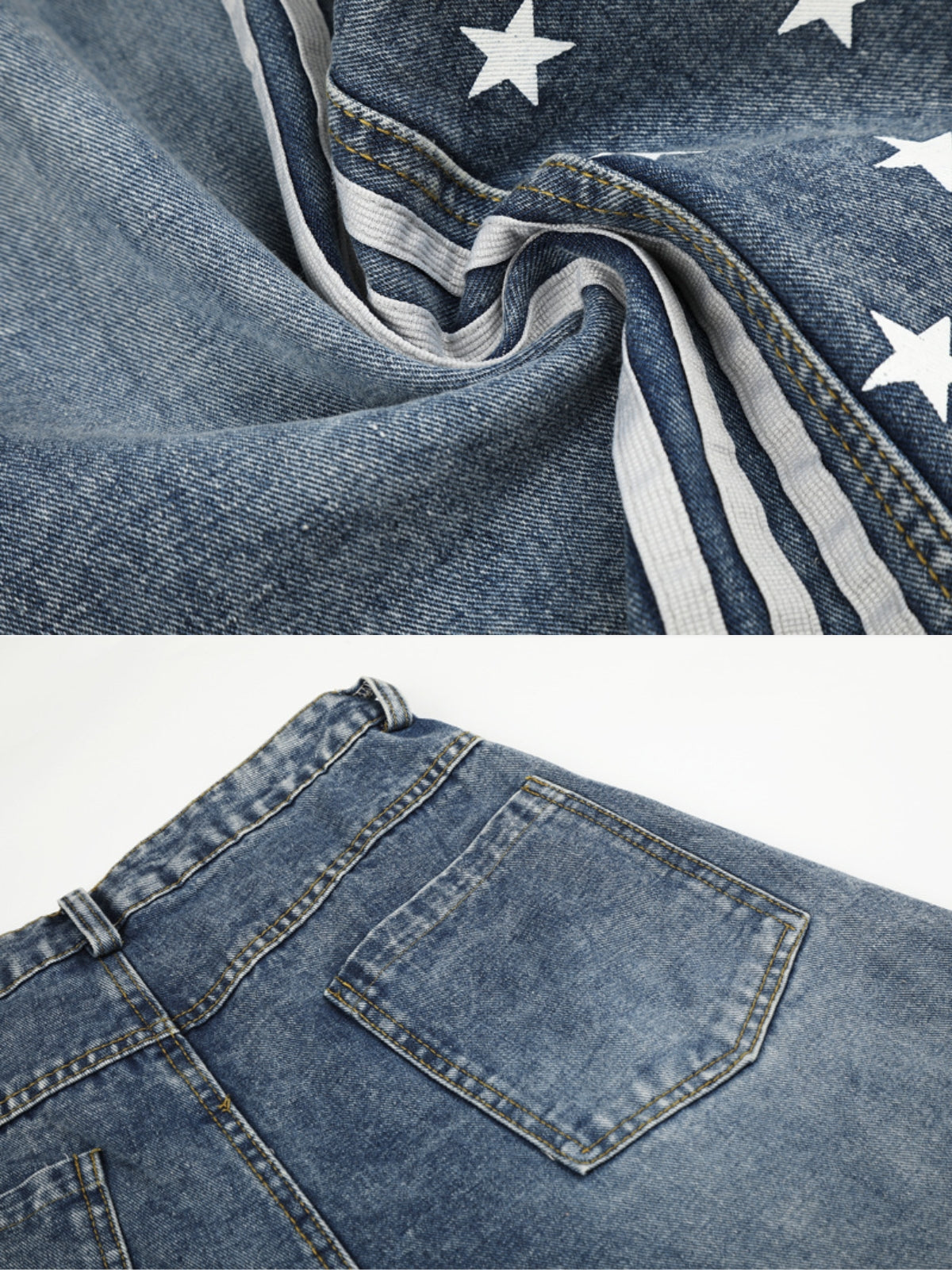 STARNIES - Embroidered Star Patch Baggy Jeans
