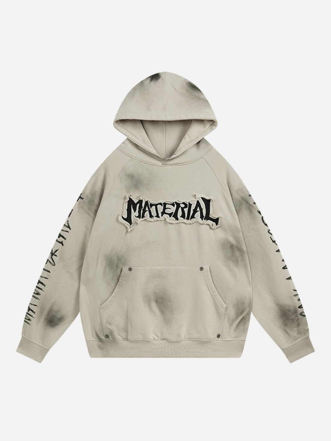 MATERIAL - Oversized Embroidered Hoodie Beige | TEENWEAR.EU