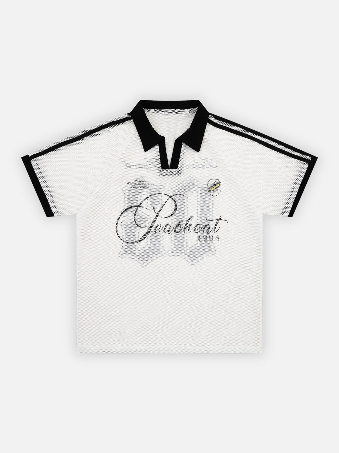 PEACHEAT - Oversized Graphic Polo Jersey Shirt White | Teenwear.eu