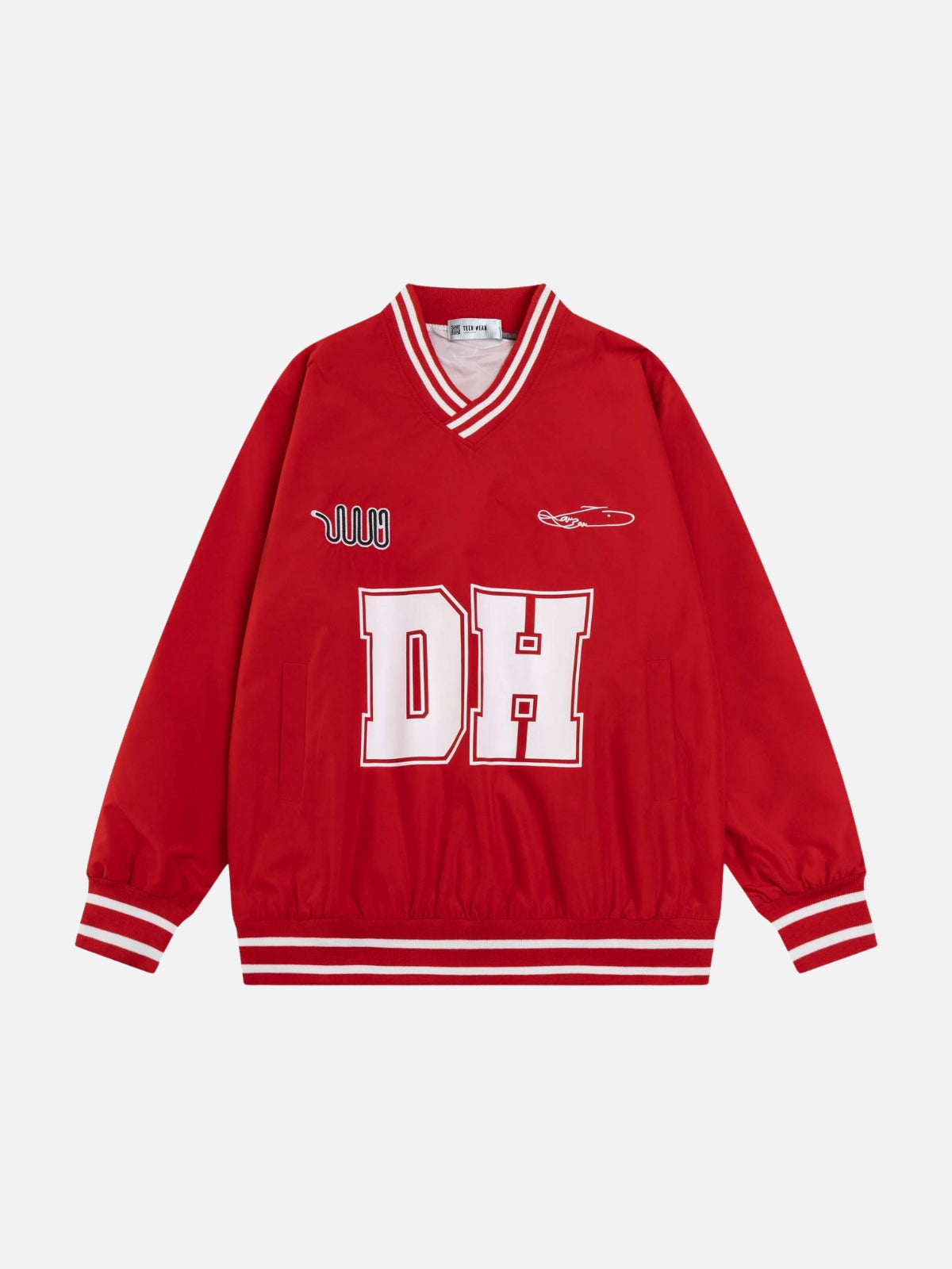 WAVER - Oversized Embroidered Long Sleeved Jersey Red | TEENWEAR.EU