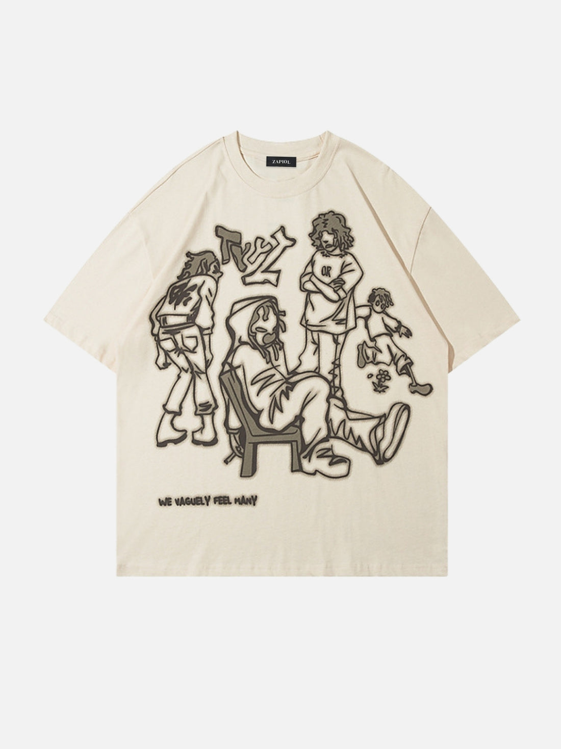 WAGLEY - Oversized Print T-Shirt Beige | TEENWEAR.EU