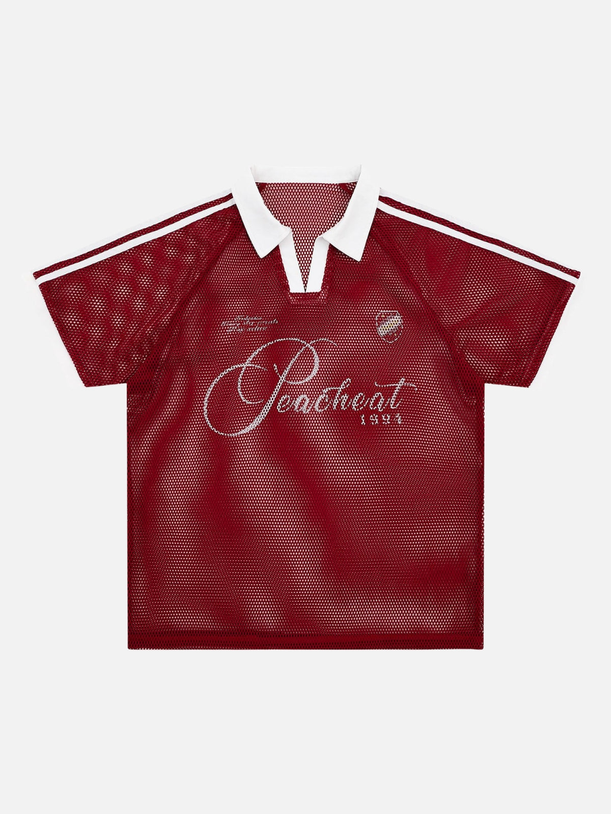 PEACHEAT - Oversized Graphic Polo Jersey Shirt Red | Teenwear.eu